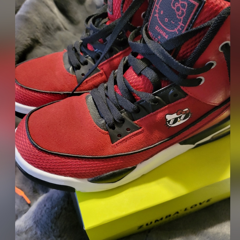 Zumba Hello Kitty Collab Sneakers Red with Black Accents Size 8